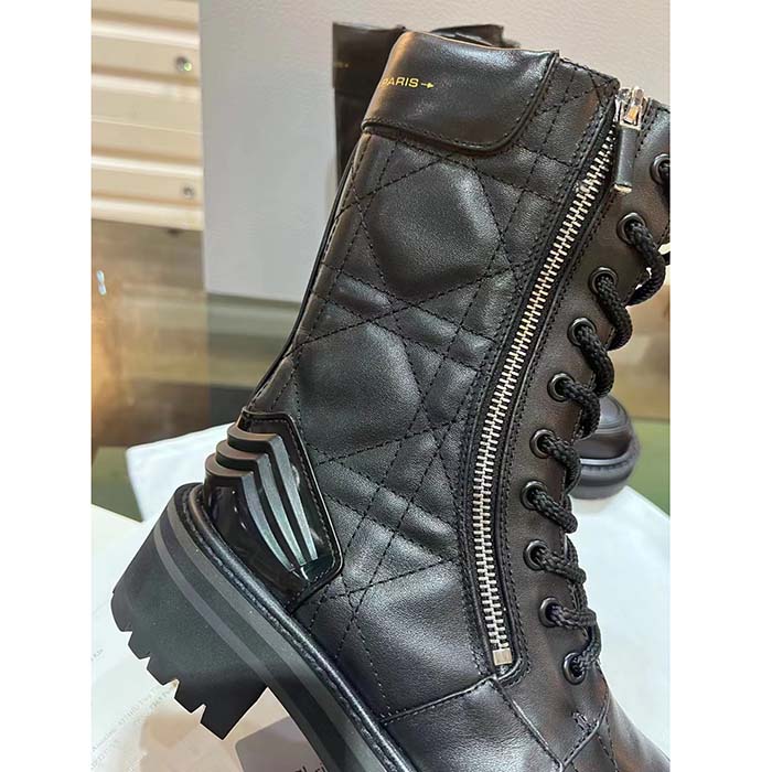 Dior Women CD D-Unit Ankle Boot Black Quilted Cannage Calfskin
