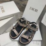 Dior Women CD D-Wave Sandal Beige Multicolor Embroidered Cotton Butterfly Bandana - Imagen 4