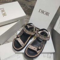 Dior Women CD D-Wave Sandal Beige Multicolor Embroidered Cotton Butterfly Bandana (3)