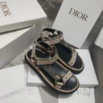 Dior Women CD D-Wave Sandal Beige Multicolor Embroidered Cotton Butterfly Bandana - Imagen 2