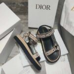 Dior Women CD D-Wave Sandal Beige Multicolor Embroidered Cotton Butterfly Bandana - Imagen 6
