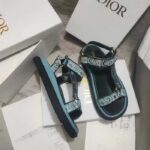 Dior Women CD D-Wave Sandal Denim Blue Multicolor Embroidered Cotton Butterfly Bandana – Image 6