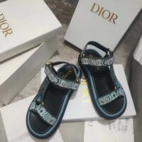 Dior Women CD D-Wave Sandal Denim Blue Multicolor Embroidered Cotton Butterfly Bandana (7)