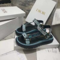 Dior Women CD D-Wave Sandal Denim Blue Multicolor Embroidered Cotton Butterfly Bandana (7)