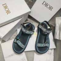 Dior Women CD D-Wave Sandal Denim Blue Multicolor Embroidered Cotton Butterfly Bandana (7)