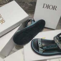 Dior Women CD D-Wave Sandal Denim Blue Multicolor Embroidered Cotton Butterfly Bandana (7)