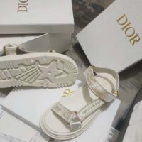 Dior Women CD D-Wave Sandal White Gold-Tone Gradient Butterflies Embroidered Cotton Metallic Thread (14)