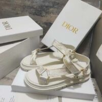 Dior Women CD D-Wave Sandal White Gold-Tone Gradient Butterflies Embroidered Cotton Metallic Thread (14)