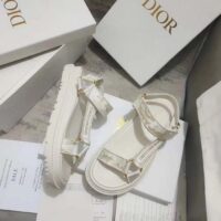 Dior Women CD D-Wave Sandal White Gold-Tone Gradient Butterflies Embroidered Cotton Metallic Thread (14)