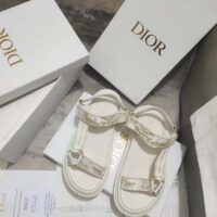 Dior Women CD D-Wave Sandal White Gold-Tone Gradient Butterflies Embroidered Cotton Metallic Thread (14)