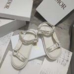 Dior Women CD D-Wave Sandal White Gold-Tone Gradient Butterflies Embroidered Cotton Metallic Thread - Imagen 5