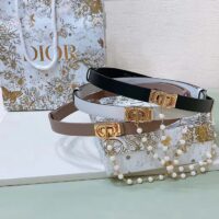 Dior Women CD Cinturon Dior Caro Belt Brown Smooth Calfskin White Glass Pearls 20 MM Width (10)