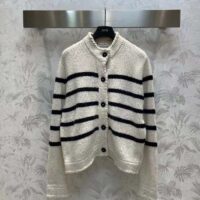 Dior Women CD Dior Marinière Jacket White Black Wool Cotton Mohair Technical Knit D-Stripes (8)