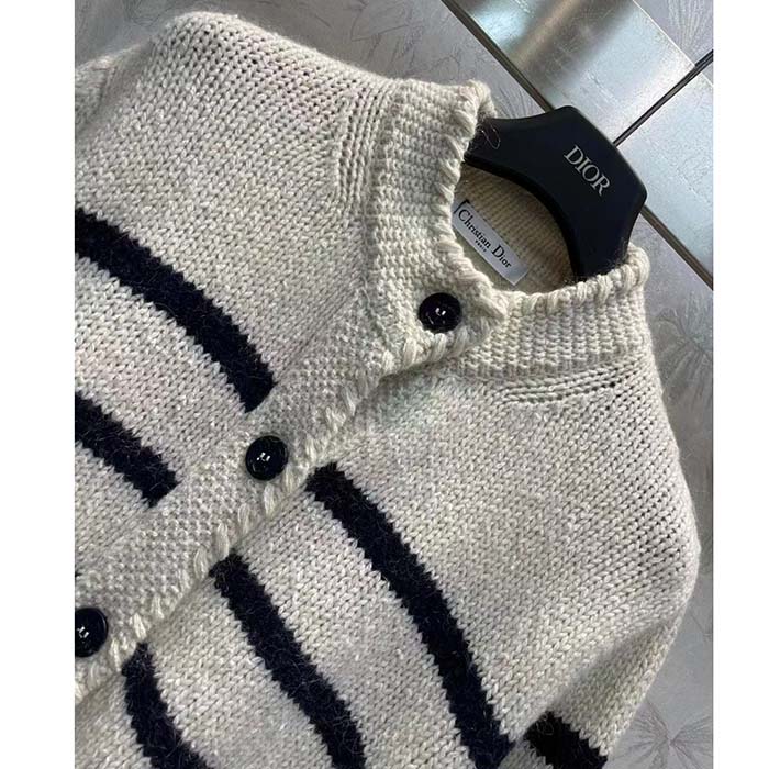 Dior Men CD Dior Marinière Jacket White Black Wool Cotton Mohair Technical Knit D-Stripes