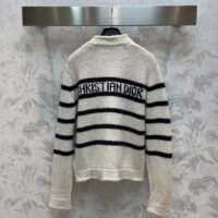 Dior Women CD Dior Marinière Jacket White Black Wool Cotton Mohair Technical Knit D-Stripes (8)