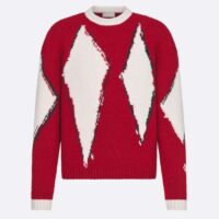 Dior Women CD Dior Peter Dior Sweater Red Wool-Blend Intarsia (11)