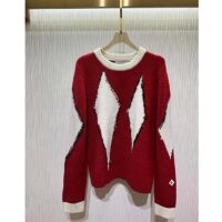 Dior Women CD Dior Peter Dior Sweater Red Wool-Blend Intarsia (11)