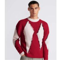 Dior Women CD Dior Peter Dior Sweater Red Wool-Blend Intarsia (11)