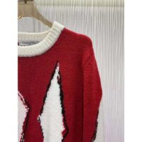 Dior Women CD Dior Peter Dior Sweater Red Wool-Blend Intarsia (11)