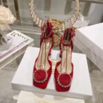 Dior Women CD Dior Rose Pump Amaryllis Red Patent Calfskin White Resin Pearls - Image 4