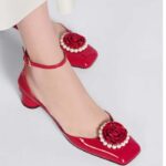 Dior Women CD Dior Rose Pump Amaryllis Red Patent Calfskin White Resin Pearls - Image 11
