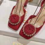 Dior Women CD Dior Rose Pump Amaryllis Red Patent Calfskin White Resin Pearls - Image 6