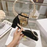 Dior Women CD Dior Rose Pump Black Patent Calfskin White Resin Pearls - Imagen 7