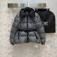 Dior Women CD DiorAlps Puffer Jacket Belt Blue Quilted Technical Taffeta Dior Oblique Motif (12)