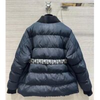 Dior Women CD DiorAlps Reversible Belted Jacket Blue Quilted Technical Taffeta Jacquard Dior Oblique Motif (10)