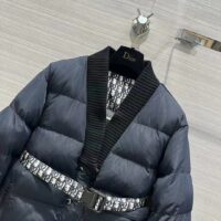 Dior Women CD DiorAlps Reversible Belted Jacket Blue Quilted Technical Taffeta Jacquard Dior Oblique Motif (10)