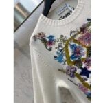 Dior Men CD Embroidered Sweater White Cashmere Knit Multicolor Tarot La Roue De La Fortune – Image 8