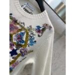 Dior Men CD Embroidered Sweater White Cashmere Knit Multicolor Tarot La Roue De La Fortune – Image 7