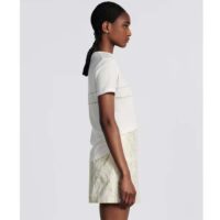 Dior Women CD Embroidered T-Shirt White Cotton Jersey Gold-Tone Signature (3)