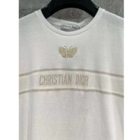 Dior Women CD Embroidered T-Shirt White Cotton Jersey Gold-Tone Signature (3)