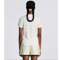 Dior Women CD Embroidered T-Shirt White Cotton Jersey Gold-Tone Signature (3)