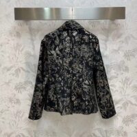 Dior Women CD Fitted Jacket Black Technical Jacquard Gold-Tone Allover Butterfly Motif (4)