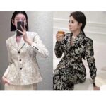 Dior Women CD Fitted Jacket White Technical Jacquard Gold-Tone Allover Butterfly Motif - Imagen 5