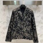 Dior Women CD Fitted Jacket Black Technical Jacquard Gold-Tone Allover Butterfly Motif – Image 2