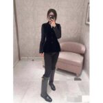 Dior Women CD Fitted Jacket Black Velvet-Effect Wool Silk - Imagen 11