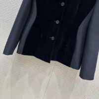 Dior Women CD Fitted Jacket Black Velvet-Effect Wool Silk (6)