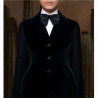 Dior Women CD Fitted Jacket Black Velvet-Effect Wool Silk (6)