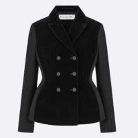 Dior Women CD Fitted Jacket Black Velvet-Effect Wool Silk (6)