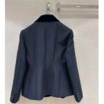 Dior Women CD Fitted Jacket Black Velvet-Effect Wool Silk - Imagen 3