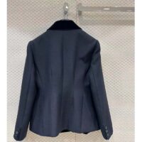 Dior Women CD Fitted Jacket Black Velvet-Effect Wool Silk (6)