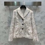 Dior Women CD Fitted Jacket White Technical Jacquard Gold-Tone Allover Butterfly Motif - Imagen 2