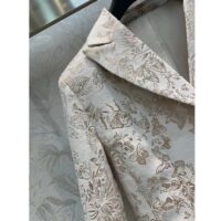 Dior Women CD Fitted Jacket White Technical Jacquard Gold-Tone Allover Butterfly Motif (1)