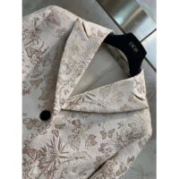 Dior Women CD Fitted Jacket White Technical Jacquard Gold-Tone Allover Butterfly Motif (1)