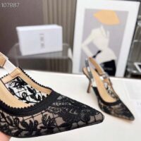 Dior Women CD J’Adior Slingback Pump Transparent Mesh Embroidered Black Butterfly Motif (5)