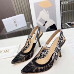 Dior Women CD J'Adior Slingback Pump Transparent Mesh Embroidered Black Butterfly Motif - Bild 5