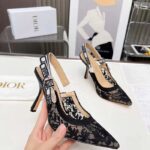 Dior Women CD J'Adior Slingback Pump Transparent Mesh Embroidered Black Butterfly Motif - Bild 6